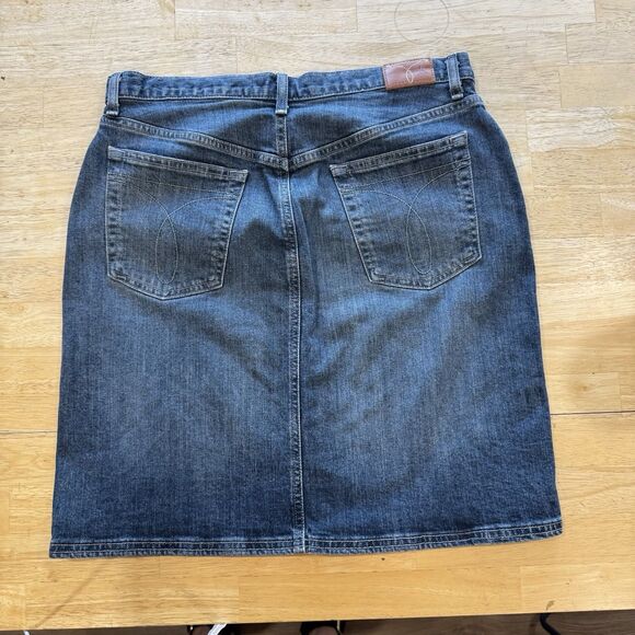 Calvin Klein Vtg. Y2k Denim Pencil Skirt Women's Size 10 Pockets Front Slit EUC - Picture 3 of 13